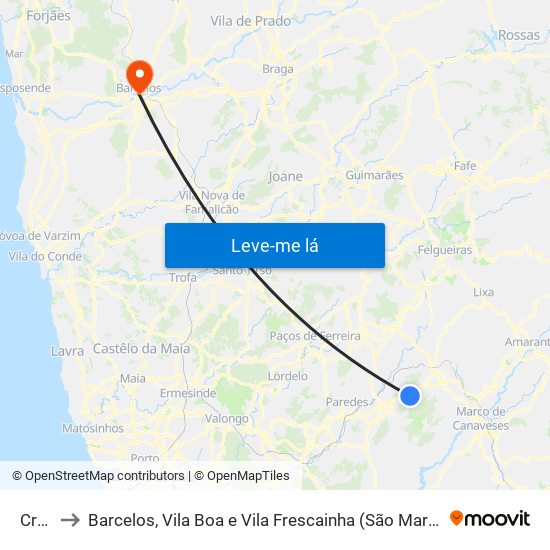 Croca to Barcelos, Vila Boa e Vila Frescainha (São Martinho e São Pedro) map