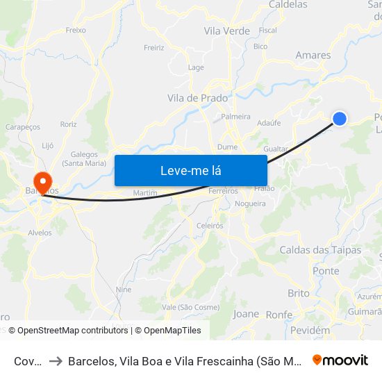 Covelas to Barcelos, Vila Boa e Vila Frescainha (São Martinho e São Pedro) map