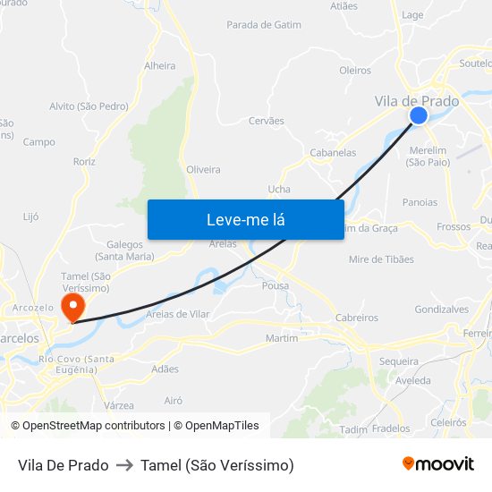 Vila De Prado to Tamel (São Veríssimo) map