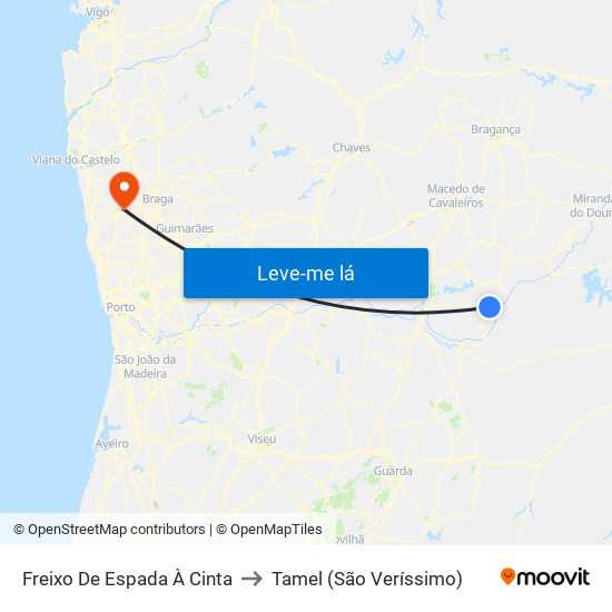 Freixo De Espada À Cinta to Tamel (São Veríssimo) map