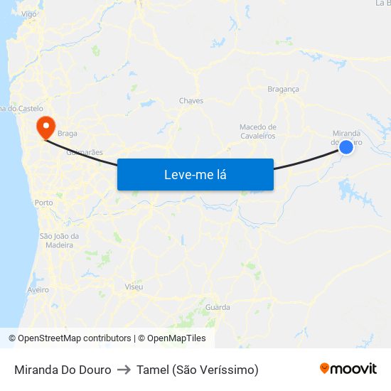 Miranda Do Douro to Tamel (São Veríssimo) map
