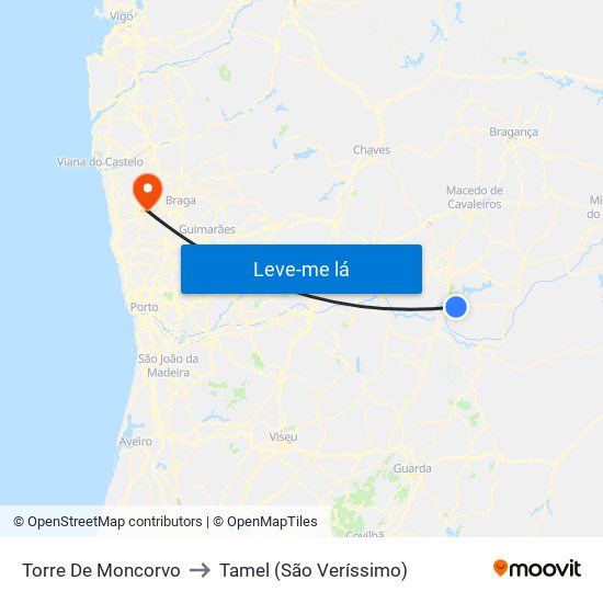 Torre De Moncorvo to Tamel (São Veríssimo) map