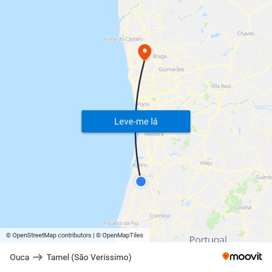 Ouca to Tamel (São Veríssimo) map