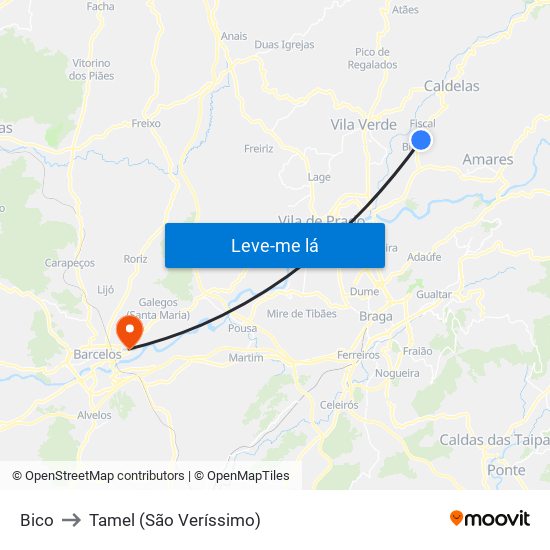 Bico to Tamel (São Veríssimo) map
