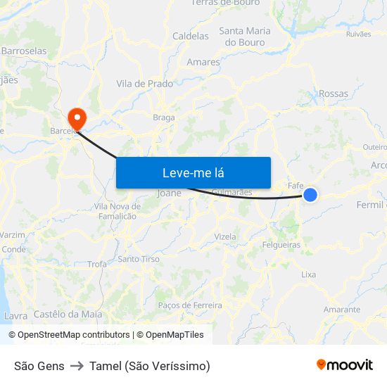 São Gens to Tamel (São Veríssimo) map