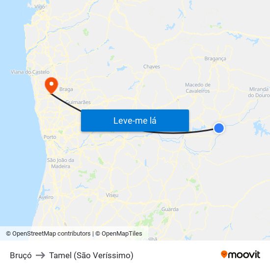 Bruçó to Tamel (São Veríssimo) map