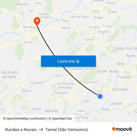 Ruivães e Novais to Tamel (São Veríssimo) map