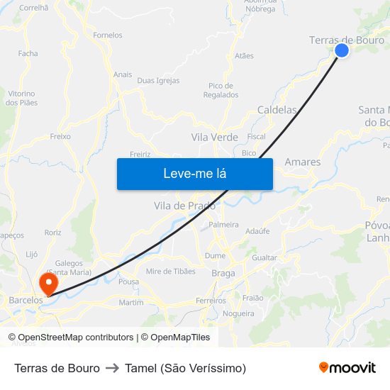 Terras de Bouro to Tamel (São Veríssimo) map