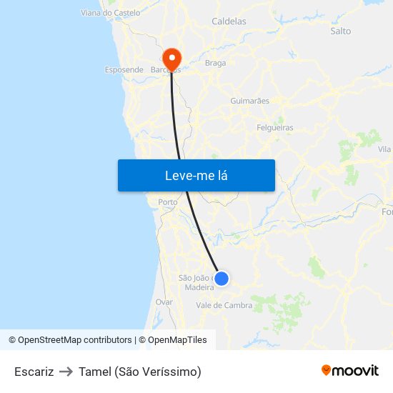 Escariz to Tamel (São Veríssimo) map