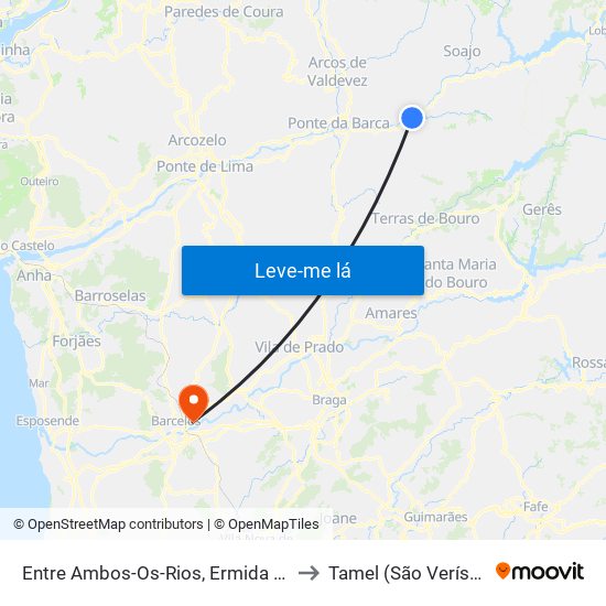 Entre Ambos-Os-Rios, Ermida e Germil to Tamel (São Veríssimo) map