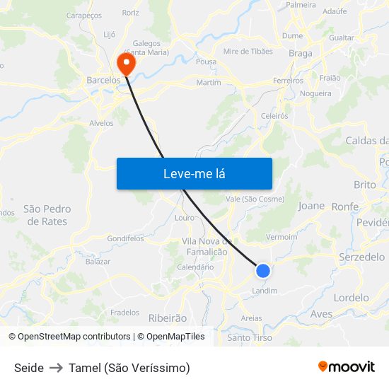 Seide to Tamel (São Veríssimo) map