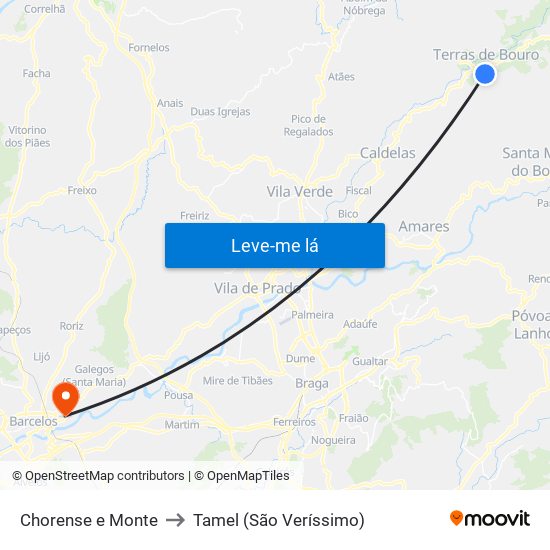 Chorense e Monte to Tamel (São Veríssimo) map