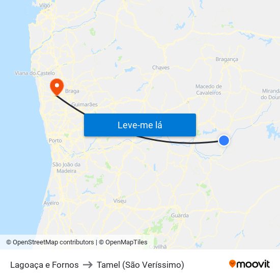 Lagoaça e Fornos to Tamel (São Veríssimo) map