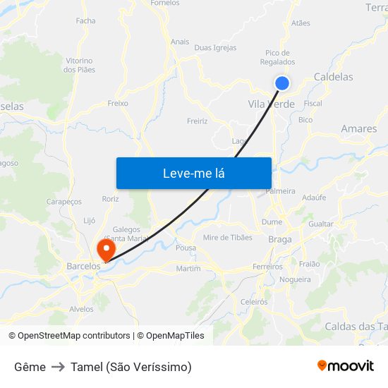 Gême to Tamel (São Veríssimo) map