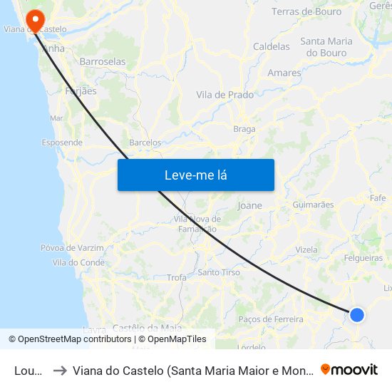 Lousada to Viana do Castelo (Santa Maria Maior e Monserrate) e Meadela map