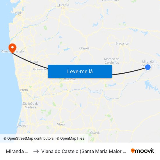 Miranda Do Douro to Viana do Castelo (Santa Maria Maior e Monserrate) e Meadela map