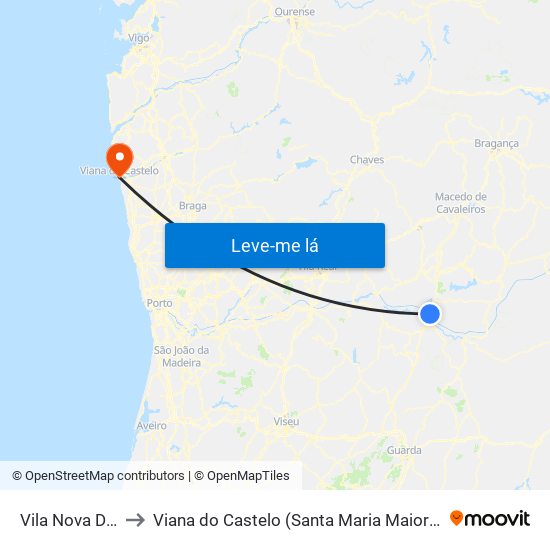 Vila Nova De Foz Côa to Viana do Castelo (Santa Maria Maior e Monserrate) e Meadela map