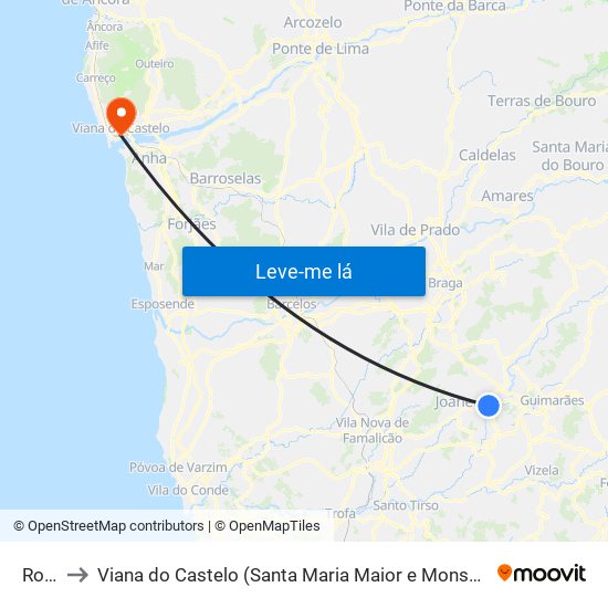 Ronfe to Viana do Castelo (Santa Maria Maior e Monserrate) e Meadela map