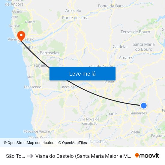 São Torcato to Viana do Castelo (Santa Maria Maior e Monserrate) e Meadela map