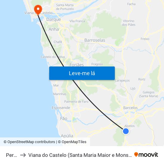 Pereira to Viana do Castelo (Santa Maria Maior e Monserrate) e Meadela map