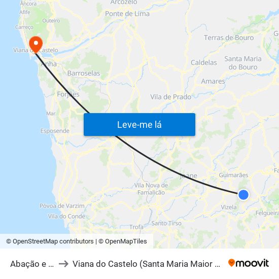 Abação e Gémeos to Viana do Castelo (Santa Maria Maior e Monserrate) e Meadela map
