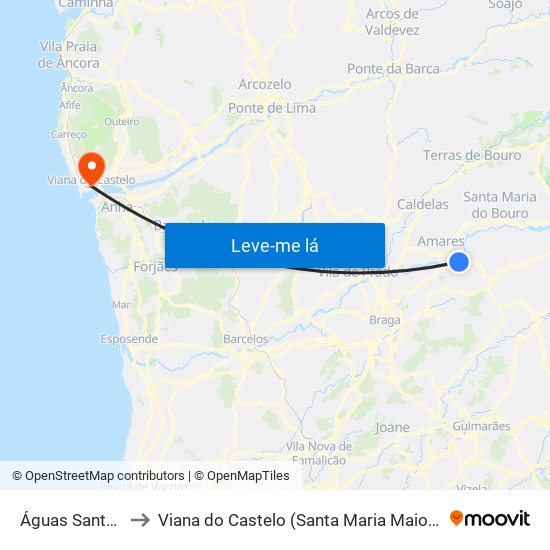 Águas Santas e Moure to Viana do Castelo (Santa Maria Maior e Monserrate) e Meadela map