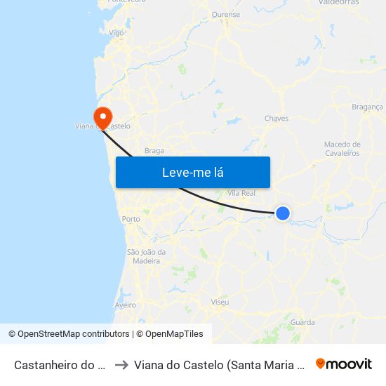 Castanheiro do Norte e Ribalonga to Viana do Castelo (Santa Maria Maior e Monserrate) e Meadela map