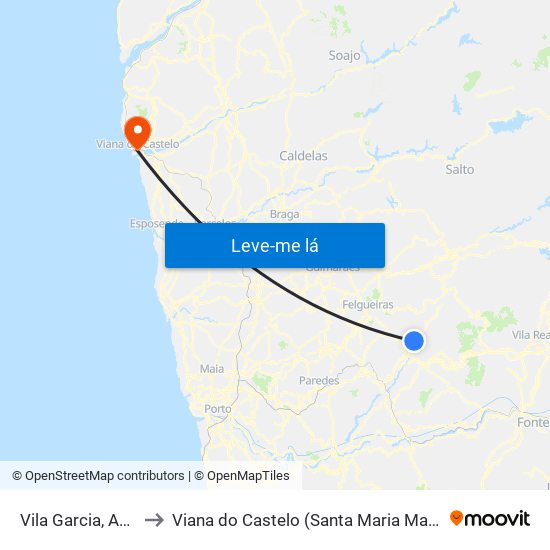 Vila Garcia, Aboim e Chapa to Viana do Castelo (Santa Maria Maior e Monserrate) e Meadela map