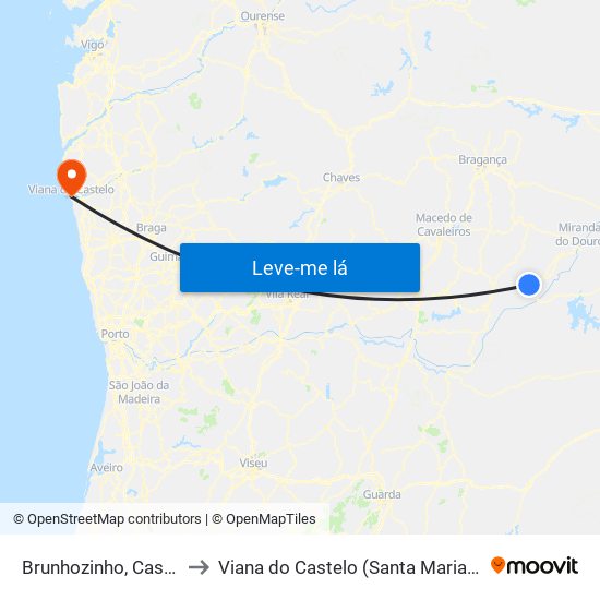 Brunhozinho, Castanheira e Sanhoane to Viana do Castelo (Santa Maria Maior e Monserrate) e Meadela map