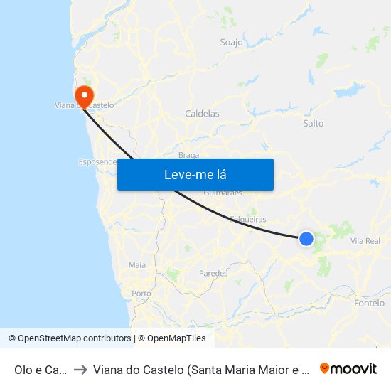 Olo e Canadelo to Viana do Castelo (Santa Maria Maior e Monserrate) e Meadela map