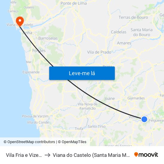 Vila Fria e Vizela (São Jorge) to Viana do Castelo (Santa Maria Maior e Monserrate) e Meadela map