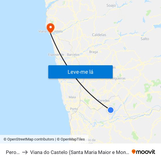 Perozelo to Viana do Castelo (Santa Maria Maior e Monserrate) e Meadela map