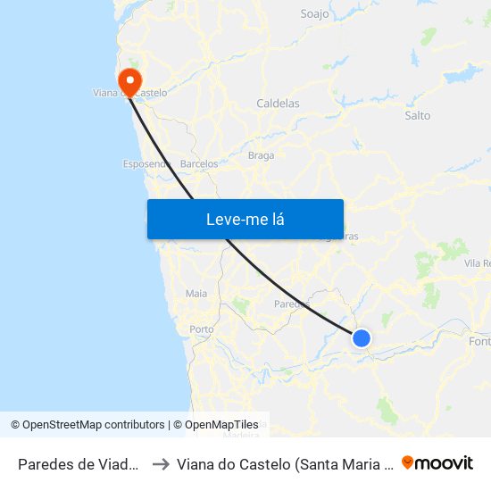 Paredes de Viadores e Manhuncelos to Viana do Castelo (Santa Maria Maior e Monserrate) e Meadela map