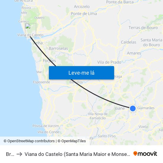 Brito to Viana do Castelo (Santa Maria Maior e Monserrate) e Meadela map