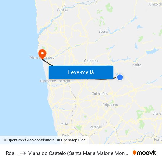 Rossas to Viana do Castelo (Santa Maria Maior e Monserrate) e Meadela map