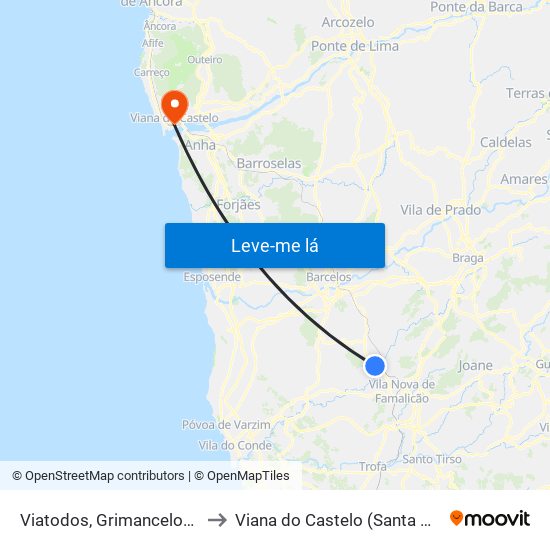 Viatodos, Grimancelos, Minhotães e Monte de Fralães to Viana do Castelo (Santa Maria Maior e Monserrate) e Meadela map