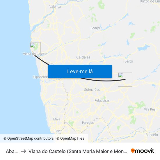 Abadim to Viana do Castelo (Santa Maria Maior e Monserrate) e Meadela map