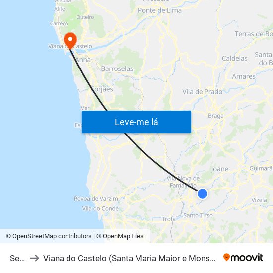 Seide to Viana do Castelo (Santa Maria Maior e Monserrate) e Meadela map