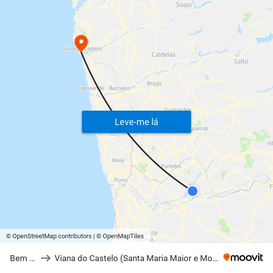 Bem Viver to Viana do Castelo (Santa Maria Maior e Monserrate) e Meadela map