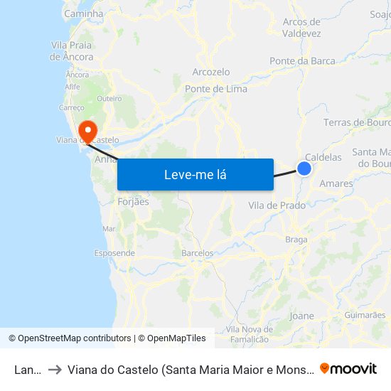 Lanhas to Viana do Castelo (Santa Maria Maior e Monserrate) e Meadela map