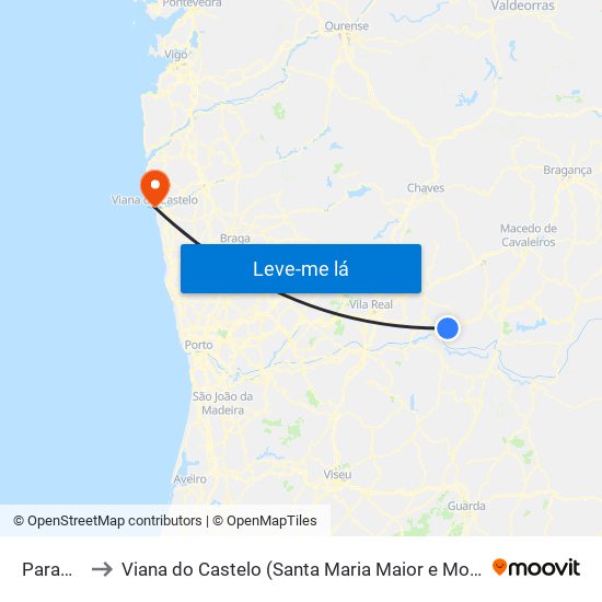 Parambos to Viana do Castelo (Santa Maria Maior e Monserrate) e Meadela map