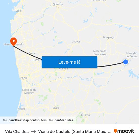 Vila Chã de Braciosa to Viana do Castelo (Santa Maria Maior e Monserrate) e Meadela map