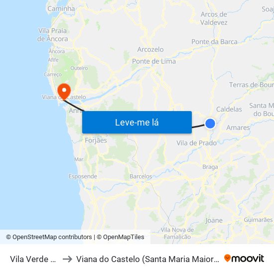 Vila Verde e Barbudo to Viana do Castelo (Santa Maria Maior e Monserrate) e Meadela map