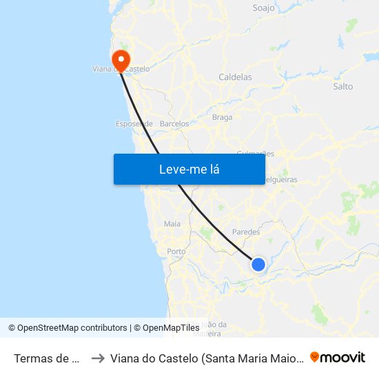 Termas de São Vicente to Viana do Castelo (Santa Maria Maior e Monserrate) e Meadela map