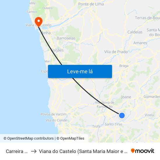 Carreira e Bente to Viana do Castelo (Santa Maria Maior e Monserrate) e Meadela map