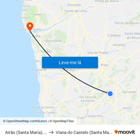Airão (Santa Maria), Airão (São João) e Vermil to Viana do Castelo (Santa Maria Maior e Monserrate) e Meadela map