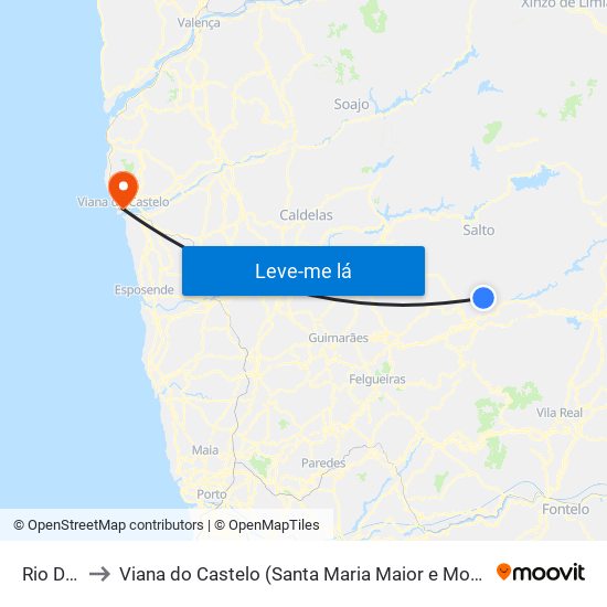 Rio Douro to Viana do Castelo (Santa Maria Maior e Monserrate) e Meadela map