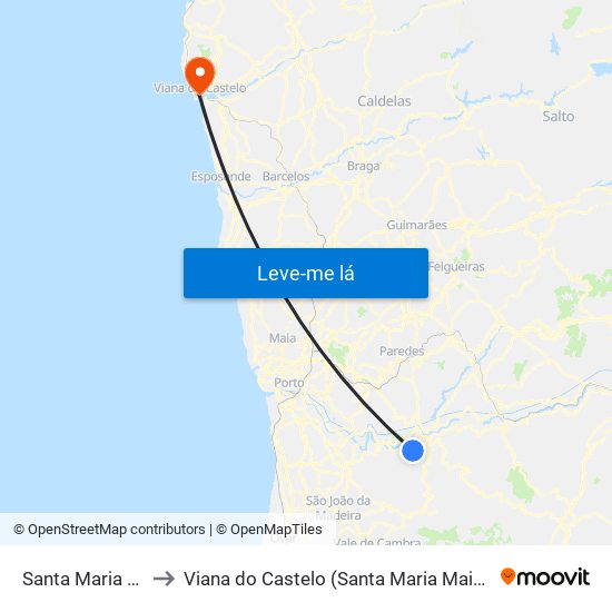Santa Maria de Sardoura to Viana do Castelo (Santa Maria Maior e Monserrate) e Meadela map