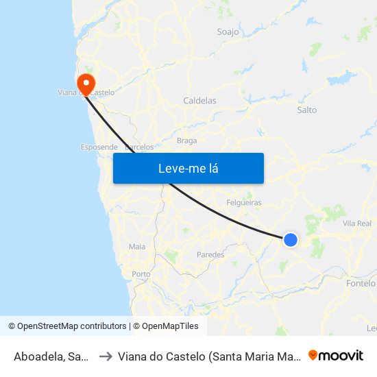 Aboadela, Sanche e Várzea to Viana do Castelo (Santa Maria Maior e Monserrate) e Meadela map
