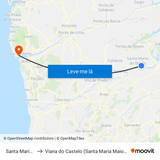 Santa Maria do Bouro to Viana do Castelo (Santa Maria Maior e Monserrate) e Meadela map